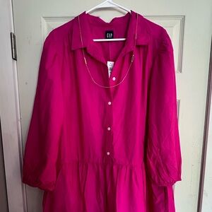 Gap Puff Sleeve Shirtdress - Magenta, XXL Tall